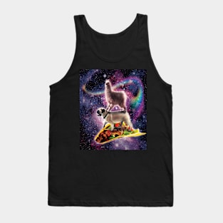 Rainbow Space Llama On Pug Riding Taco Tank Top